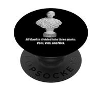 Cita del busto de Julio César angustiado Galia dividido tres PopSockets PopGrip Adhesivo