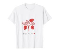 Cita Divertida Amor a Primera Mordida Fresa Camiseta gráfica económica