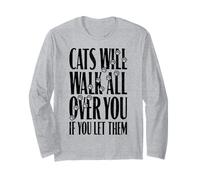 Cita Divertida con Estampado de Patas de «Cats Will Walk All You» para un Amante de los Gatos Manga Larga