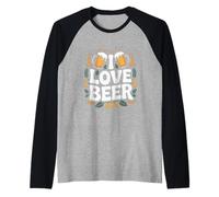 Cita divertida de beber "I Love Beer" Camiseta Manga Raglan