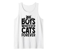 Cita Divertida de Boys Whatever Cats Forever, Negra, Amante de los Gatos Camiseta sin Mangas