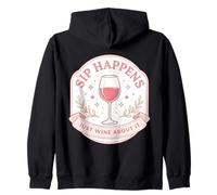 Cita Divertida de Broma de Juego de Palabras para Mujer: «Sip Happens Just Wine About It» Sudadera con Capucha