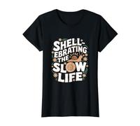 Cita Divertida de Caracol - Shell ebrating The Slow Life Camiseta gráfica económica, Mujer, Negro, L