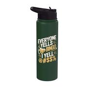 Cita divertida de jugador de bingo - Todos gritan bingo Stainless Steel Insulated Water Bottle