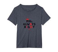 Cita Divertida de Matrimonio de Wifey Mrs. Always Right Camiseta, Mujer Tallas Grandes, Azul Jaspeado, 1XL Grande