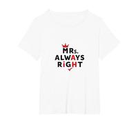 Cita Divertida de Matrimonio de Wifey Mrs. Always Right Camiseta, Mujer Tallas Grandes, Blanco, 2XL Grande