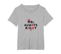 Cita Divertida de Matrimonio de Wifey Mrs. Always Right Camiseta, Mujer Tallas Grandes, Gris Jaspeado, 1XL Grande