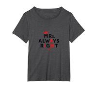 Cita Divertida de Matrimonio de Wifey Mrs. Always Right Camiseta, Mujer Tallas Grandes, Jaspeado Oscuro, 6XL Grande