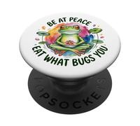Cita divertida de meditación de rana - Humor de dieta de alimentación consciente PopSockets PopGrip Adhesivo