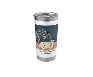 Cita divertida de ovejas introvertidas Lo siento, llego tarde Vaso térmico de acero inoxidable de doble pared