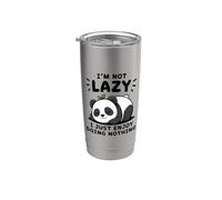 Cita divertida de Panda I'm Not Lazy Vaso térmico de acero inoxidable de doble pared