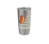 Cita divertida de perrito caliente Solo una chica salchicha barbacoa risas humor Vaso térmico de acero inoxidable de doble pared