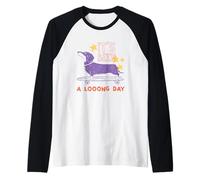 Cita Divertida de Perro Patinando Tras un Largo Día Camiseta Manga Raglan