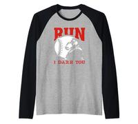 Cita Divertida de Run I Dare You Baseball Catcher Camiseta Manga Raglan