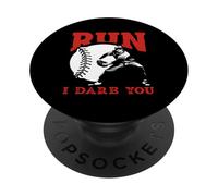 Cita Divertida de Run I Dare You Baseball Catcher PopSockets PopGrip Adhesivo