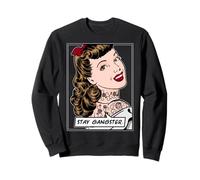 Cita Divertida de Stay Gangster con Tinta Tatuada, Vintage, Pop Art Girl Sudadera