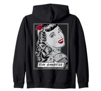 Cita Divertida de Stay Gangster con Tinta Tatuada, Vintage, Pop Art Girl Sudadera con Capucha