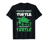 Cita Divertida de Tortuga Marina Siempre sé tú Mismo Camiseta gráfica económica, Hombre, Negro, L