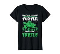 Cita Divertida de Tortuga Marina Siempre sé tú Mismo Camiseta gráfica económica, Mujer, Negro, L