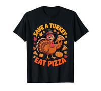 Cita Divertida de un peregrino de Acción de Gracias de Save A Turkey Eat Pizza Camiseta