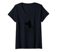Cita Divertida para Amantes de Las Mascotas Si a mi Perro no le Gustas Camiseta Cuello V, Mujer, Negro, M