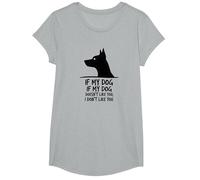 Cita Divertida para Amantes de Las Mascotas Si a mi Perro no le Gustas Camiseta, Niñas, Gris Jaspeado, XS