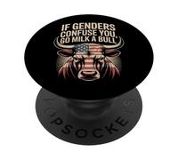 Cita divertida si los géneros confunden que vas a leche un toro Vintage PopSockets PopGrip Adhesivo