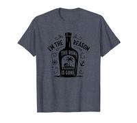 Cita Divertida sobre Beber «Yo Soy la razón por la Que se acabó el Ron» Camiseta, Hombre, Azul Jaspeado, 6XL