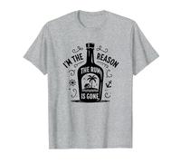 Cita Divertida sobre Beber «Yo Soy la razón por la Que se acabó el Ron» Camiseta, Hombre, Gris Jaspeado, XXL