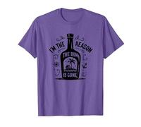 Cita Divertida sobre Beber «Yo Soy la razón por la Que se acabó el Ron» Camiseta, Hombre, Morado Jaspeado, S