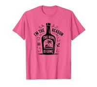 Cita Divertida sobre Beber «Yo Soy la razón por la Que se acabó el Ron» Camiseta, Hombre, Rosa Jaspeado, XL