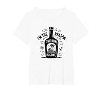 Cita Divertida sobre Beber «Yo Soy la razón por la Que se acabó el Ron» Camiseta, Mujer Tallas Grandes, Blanco, 1XL Grande