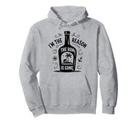 Cita Divertida sobre Beber «Yo Soy la razón por la Que se acabó el Ron» Sudadera con Capucha, Unisex para Adultos, Gris Jaspeado, M