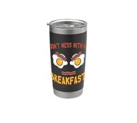 Cita divertida sobre comida: «No te metas con mis huevos con tocino para el desayuno» Vaso térmico de acero inoxidable de doble pared