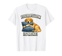 Cita Divertida sobre la Propiedad de un Perro sobre Compartir Espacio Personal Camiseta gráfica económica, Hombre, Blanco, L