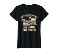 Cita Divertida: Ten Paciencia, Soy de los 1900s Camiseta gráfica económica, Mujer, Negro, XL