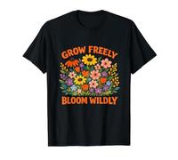 Cita edificante de Flores Inspiradoras y salvajemente florecientes Camiseta gráfica económica, Hombre, Negro, S