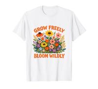 Cita edificante de Flores Inspiradoras y salvajemente florecientes Camiseta gráfica económica, Hombre, Blanco, M