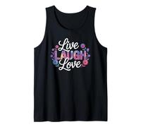 Cita edificante Floral Live Laugh Love Camiseta sin Mangas