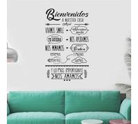 Cita española Bienvenidos A Nuestra Casa frases de vinilo calcomanías de pared decoración sala de estar pegatinas de pared decorativas 42 x 74 cm