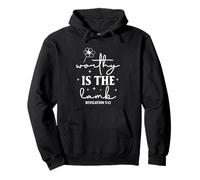 Cita Espiritual 'Digno es el Cordero' en Tipografía Elegante Sudadera con Capucha