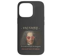 Cita filosófica de Voltaire: Conquista, Seduce, Divertida Carcasa para iPhone 13 Pro