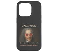 Cita filosófica de Voltaire: Conquista, Seduce, Divertida Carcasa para iPhone 15 Pro