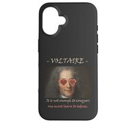 Cita filosófica de Voltaire: Conquista, Seduce, Divertida Carcasa para iPhone 16