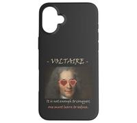 Cita filosófica de Voltaire: Conquista, Seduce, Divertida Carcasa para iPhone 16 Plus