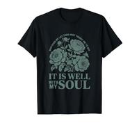 Cita Floral Tranquila: Todo Está Bien con Mi Alma Camiseta gráfica económica, Hombre, Negro, S