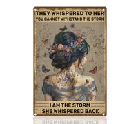 Cita Inspiradora De La Dama Mariposa Motivacional Yo Soy La Tormenta Cartel De Metal Vintage Cartel De Chapa Resistente Y Duradera Placa Metálica para Aire Libre Restaurante Clube 20X30Cm