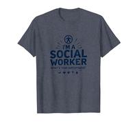 Cita inspiradora de Superpotencia de Trabajador Social Escolar Camiseta, Hombre, Azul Jaspeado, XXL