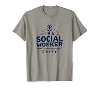 Cita inspiradora de Superpotencia de Trabajador Social Escolar Camiseta, Hombre, Pizarra, L