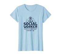 Cita inspiradora de Superpotencia de Trabajador Social Escolar Camiseta, Mujer, Azul Bebé, 3XL